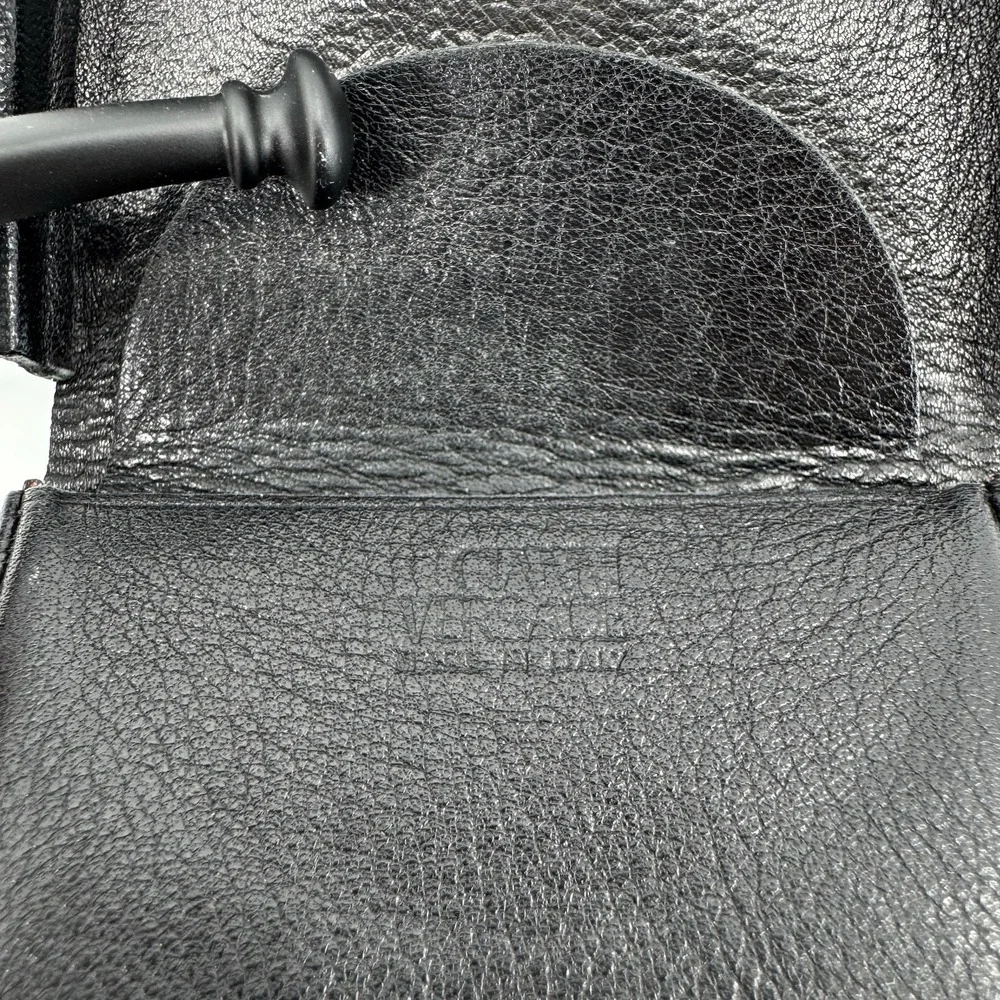 RARE Vintage GIANNI VERSACE, BLACK Leather Coin Purse Men's Wallet Made In Italy